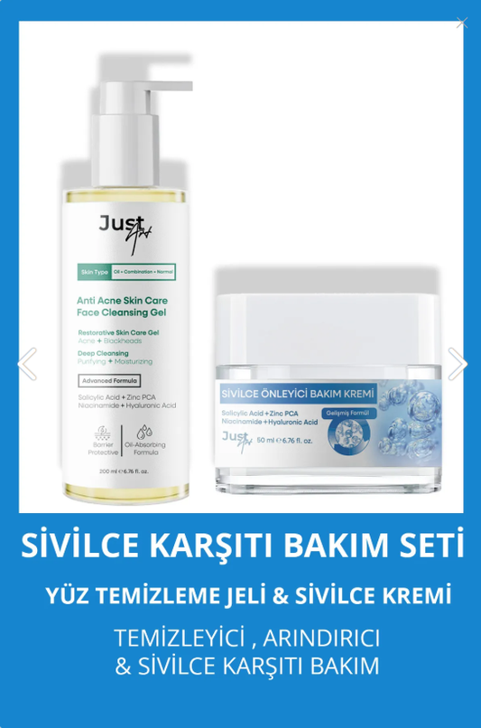 Sivilce Ve Akne Karşıtı Kurutucu Etkili Sivilce Önleyici Yüz Kremi ve Jel Bakım Seti